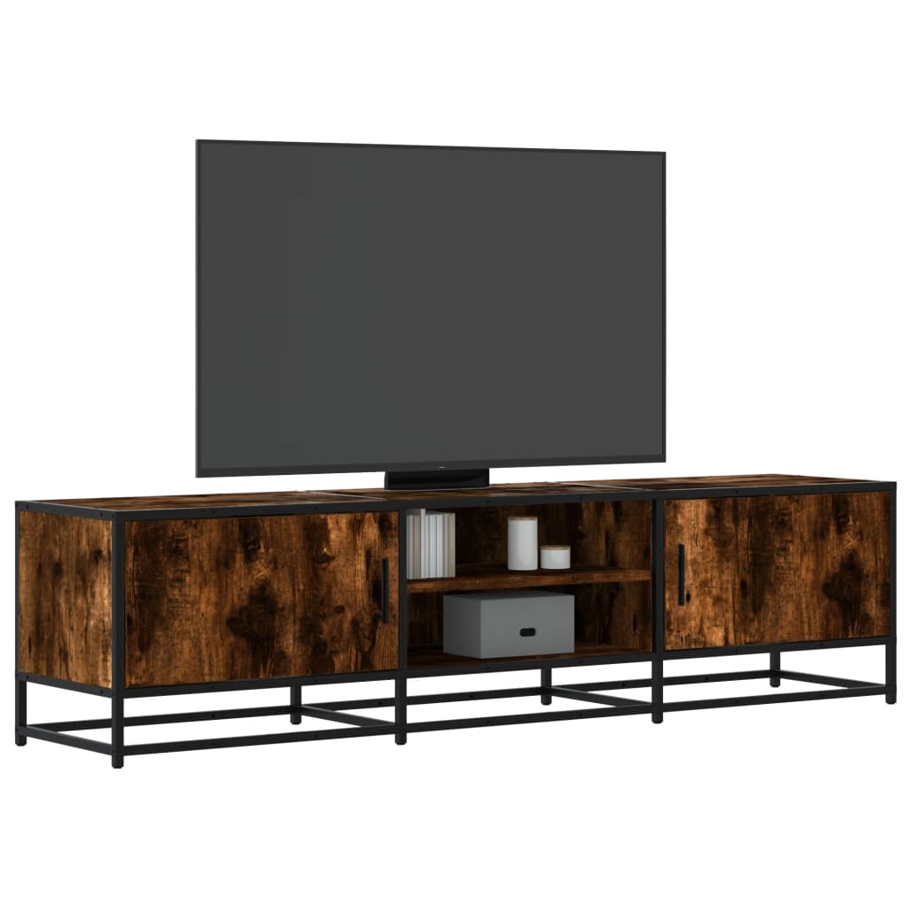 Meuble TV chêne fumé 160x35x41 cm bois d'ingénierie et métal - XIOS