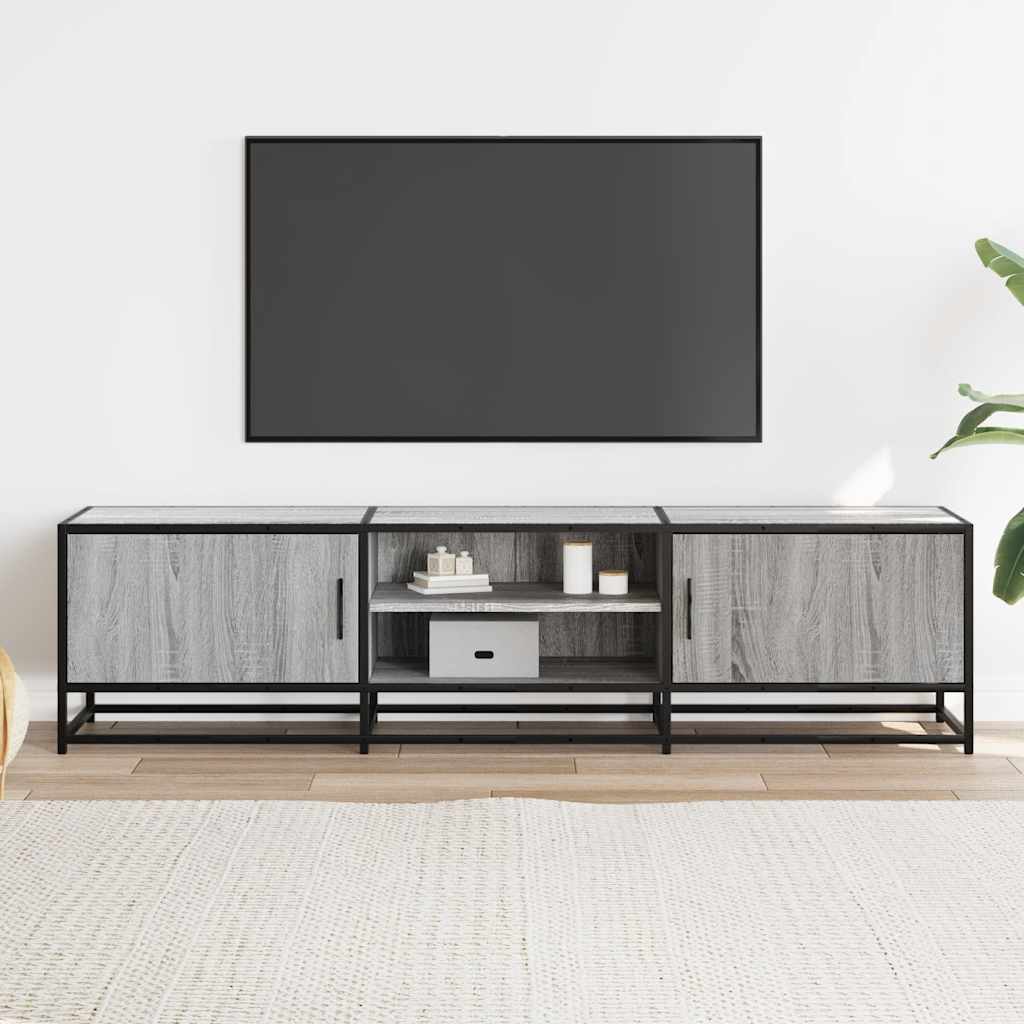 Meuble TV sonoma gris 160x35x41 cm bois d'ingénierie et métal - XIOS