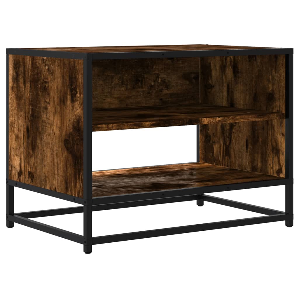 Meuble TV chêne fumé 61x40x46 cm bois d'ingénierie et métal - XIOS