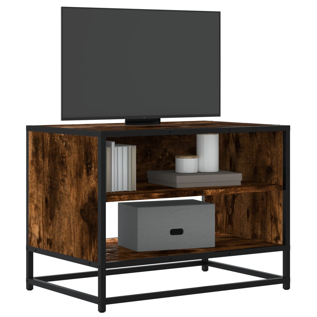 Meuble TV chêne fumé 61x40x46 cm bois d'ingénierie et métal - XIOS