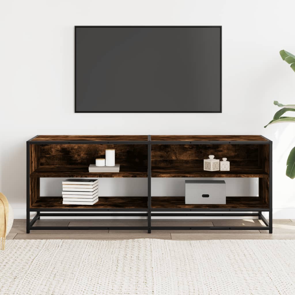 Meuble TV chêne fumé 120,5x40x46 cm bois d'ingénierie et métal Meubles TV vidaXL   