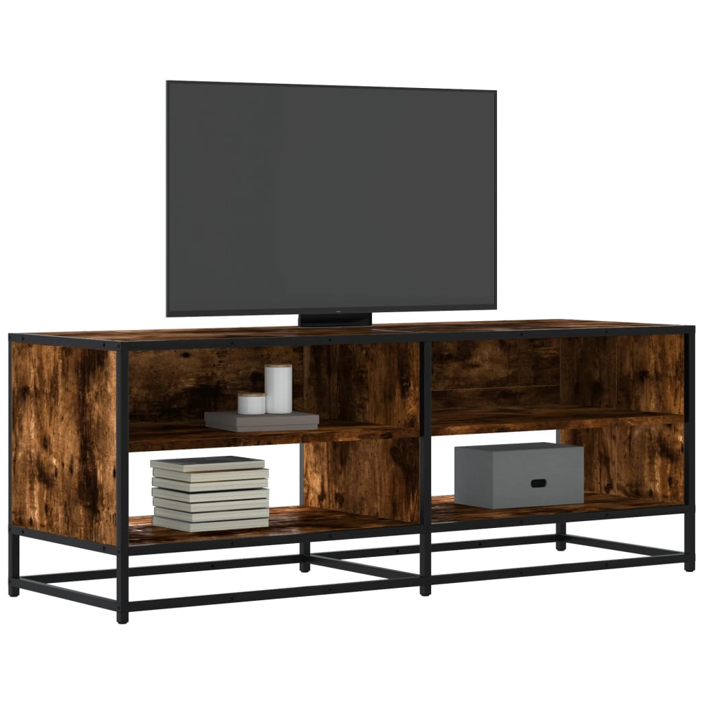 Meuble TV chêne fumé 120,5x40x46 cm bois d'ingénierie et métal Meubles TV vidaXL   