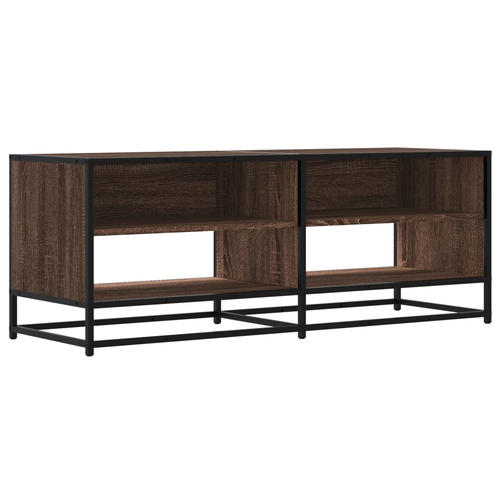 Meuble TV chêne marron 120,5x40x46cm bois d'ingénierie et métal - XIOS