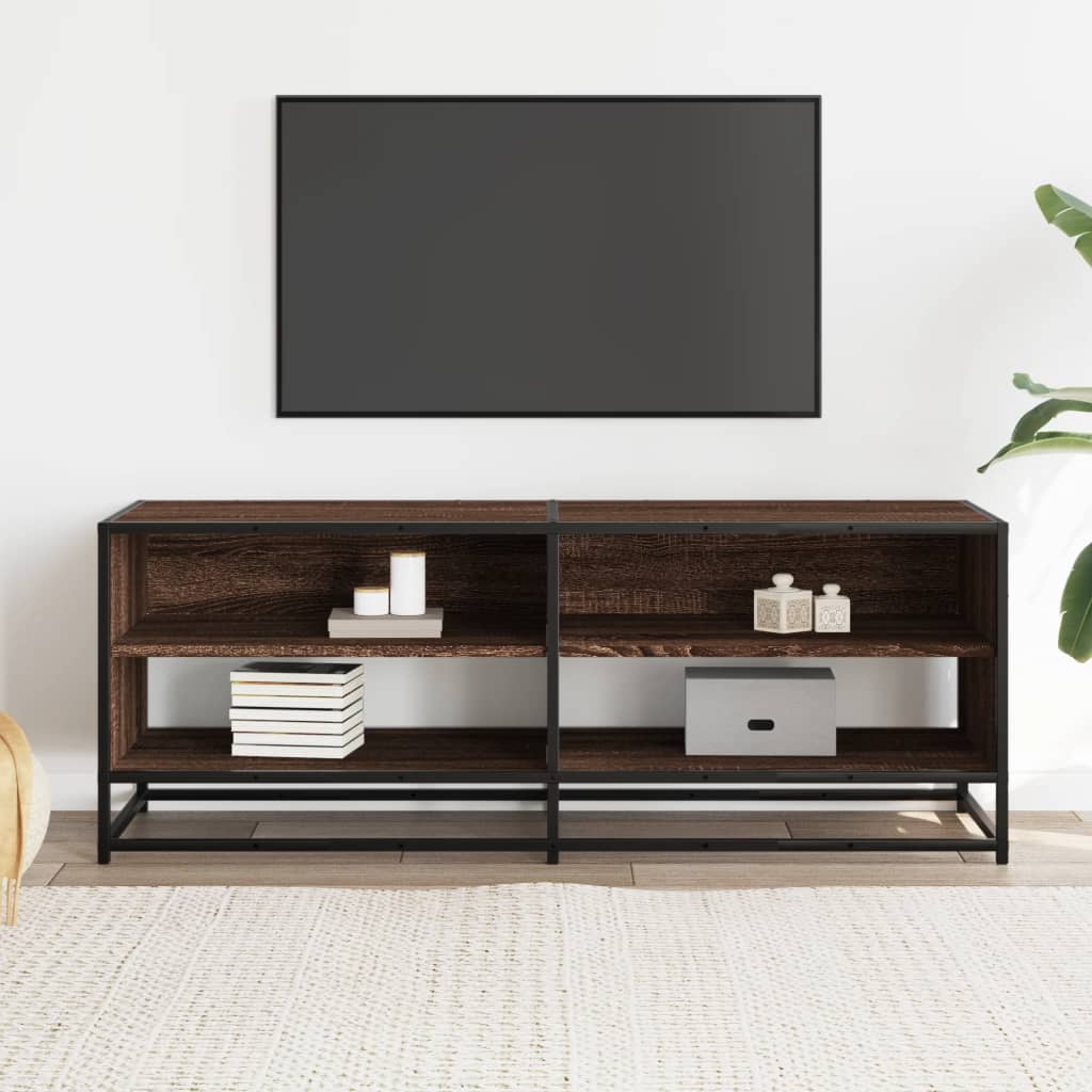 Meuble TV chêne marron 120,5x40x46cm bois d'ingénierie et métal - XIOS