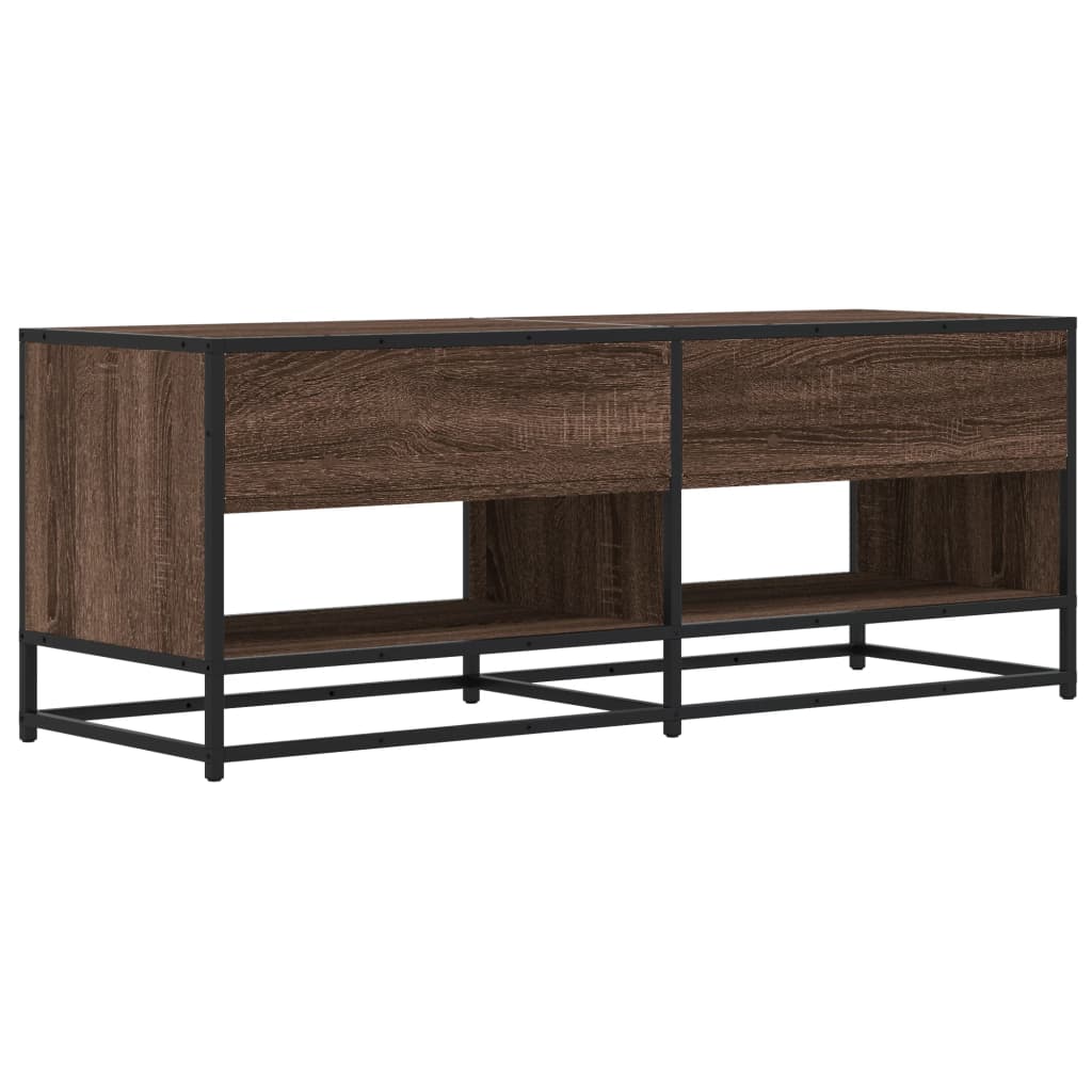 Meuble TV chêne marron 120,5x40x46cm bois d'ingénierie et métal - XIOS