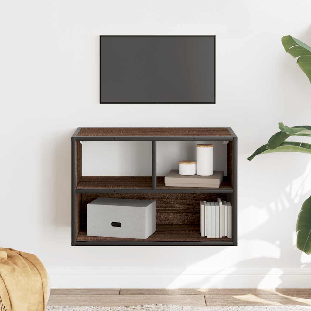 Meuble TV chêne brun 60x31x39,5 cm bois d'ingénierie et métal - XIOS