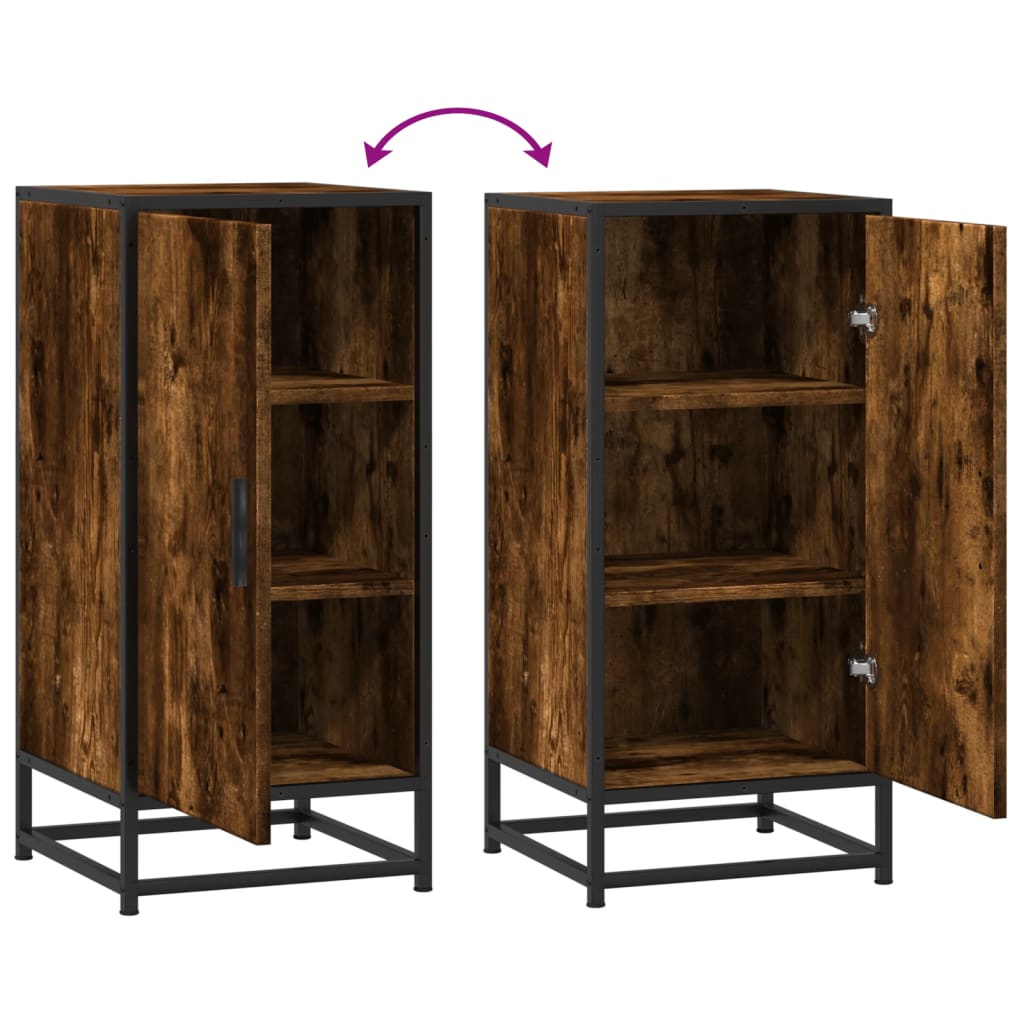 Buffet chêne fumé 35,5x35x76 cm bois d'ingénierie et métal - XIOS