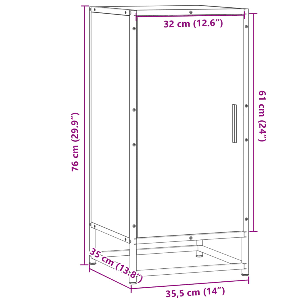 Buffet sonoma gris 35,5x35x76 cm bois d'ingénierie et métal - XIOS