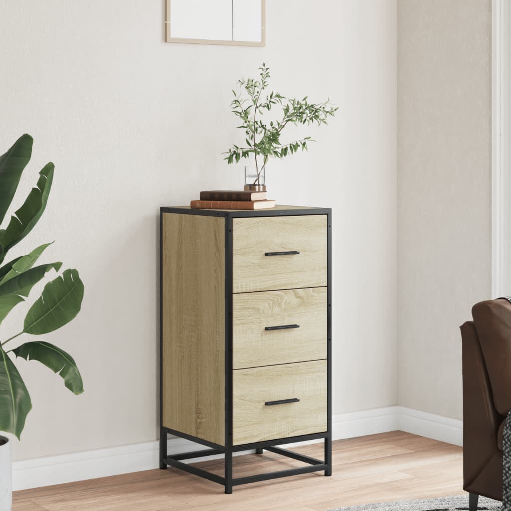Buffet chêne sonoma 35,5x35x76 cm bois d'ingénierie et métal - XIOS