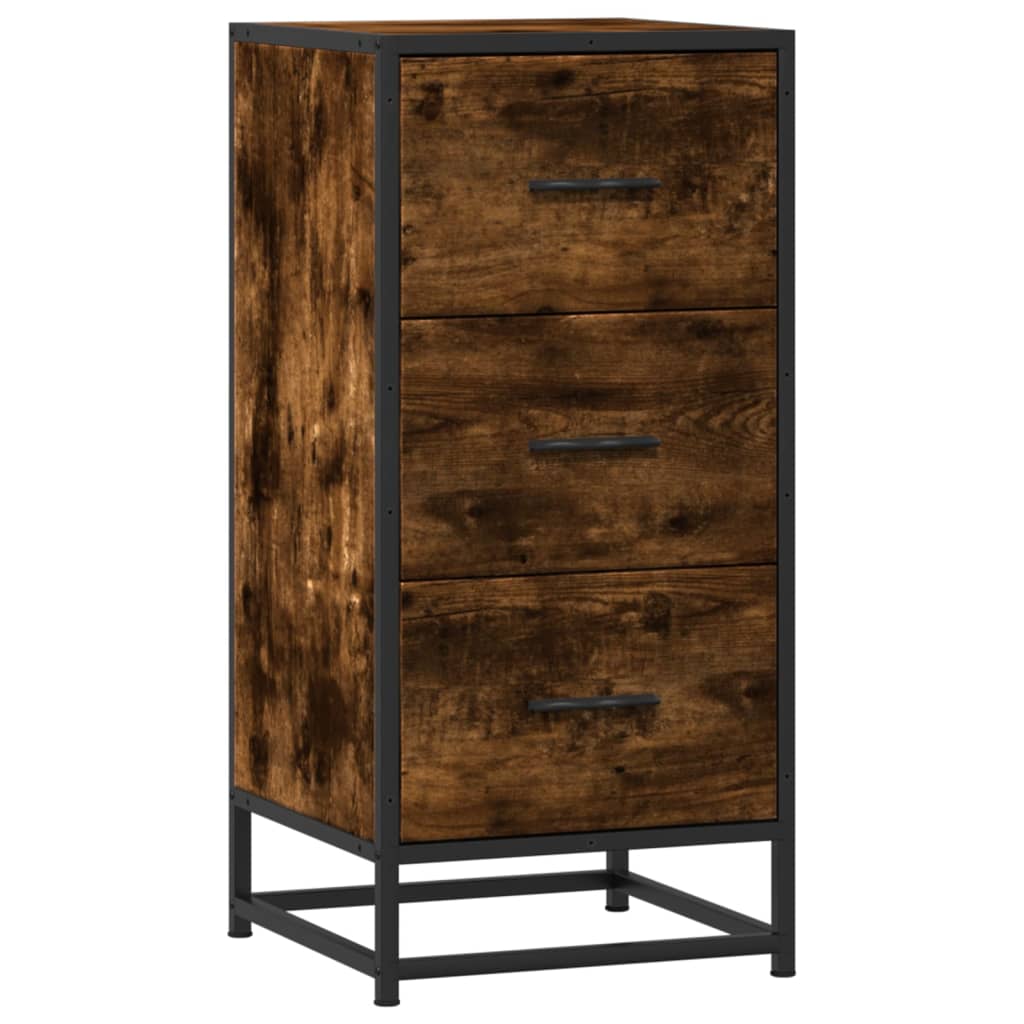 Buffet chêne fumé 35,5x35x76 cm bois d'ingénierie et métal - XIOS