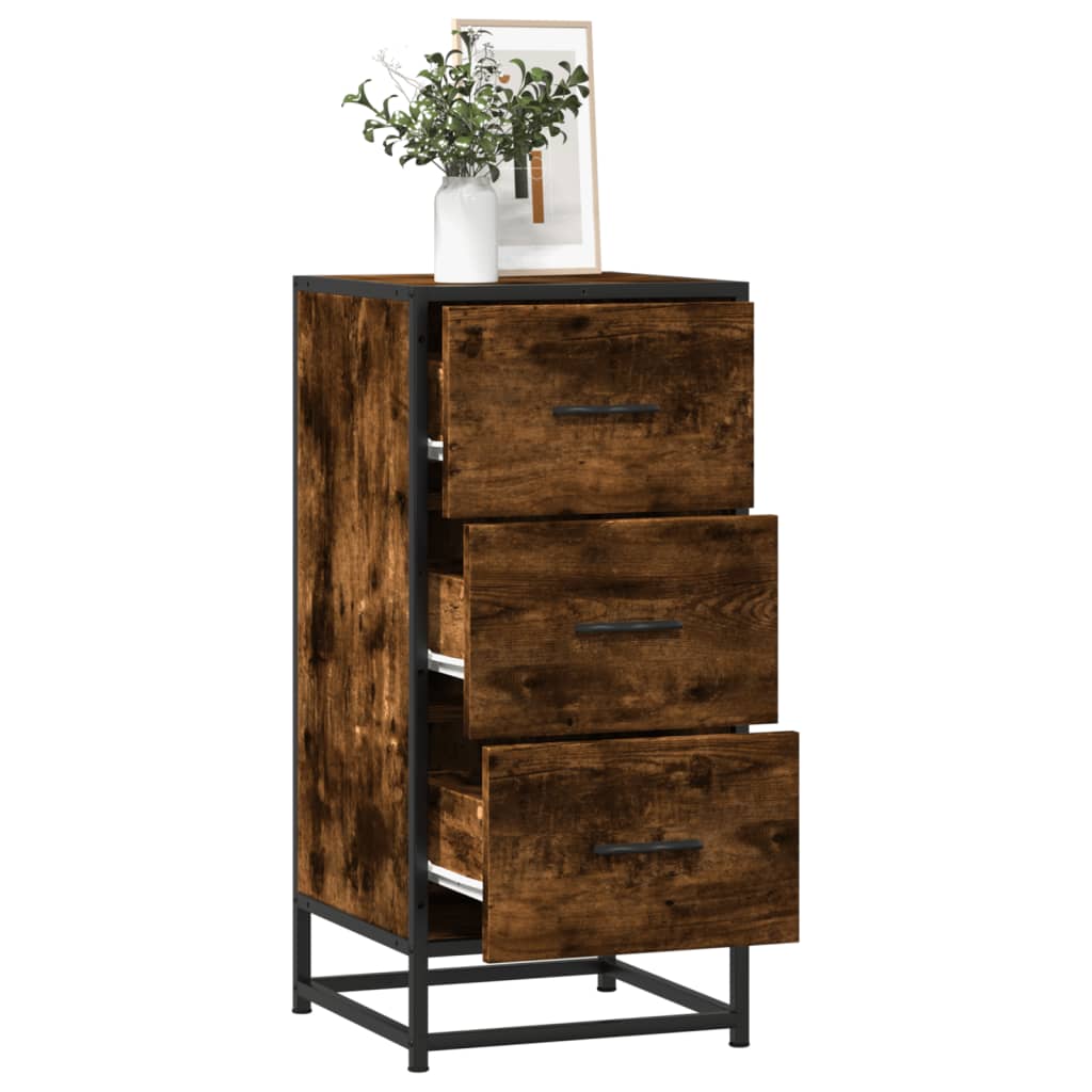 Buffet chêne fumé 35,5x35x76 cm bois d'ingénierie et métal - XIOS
