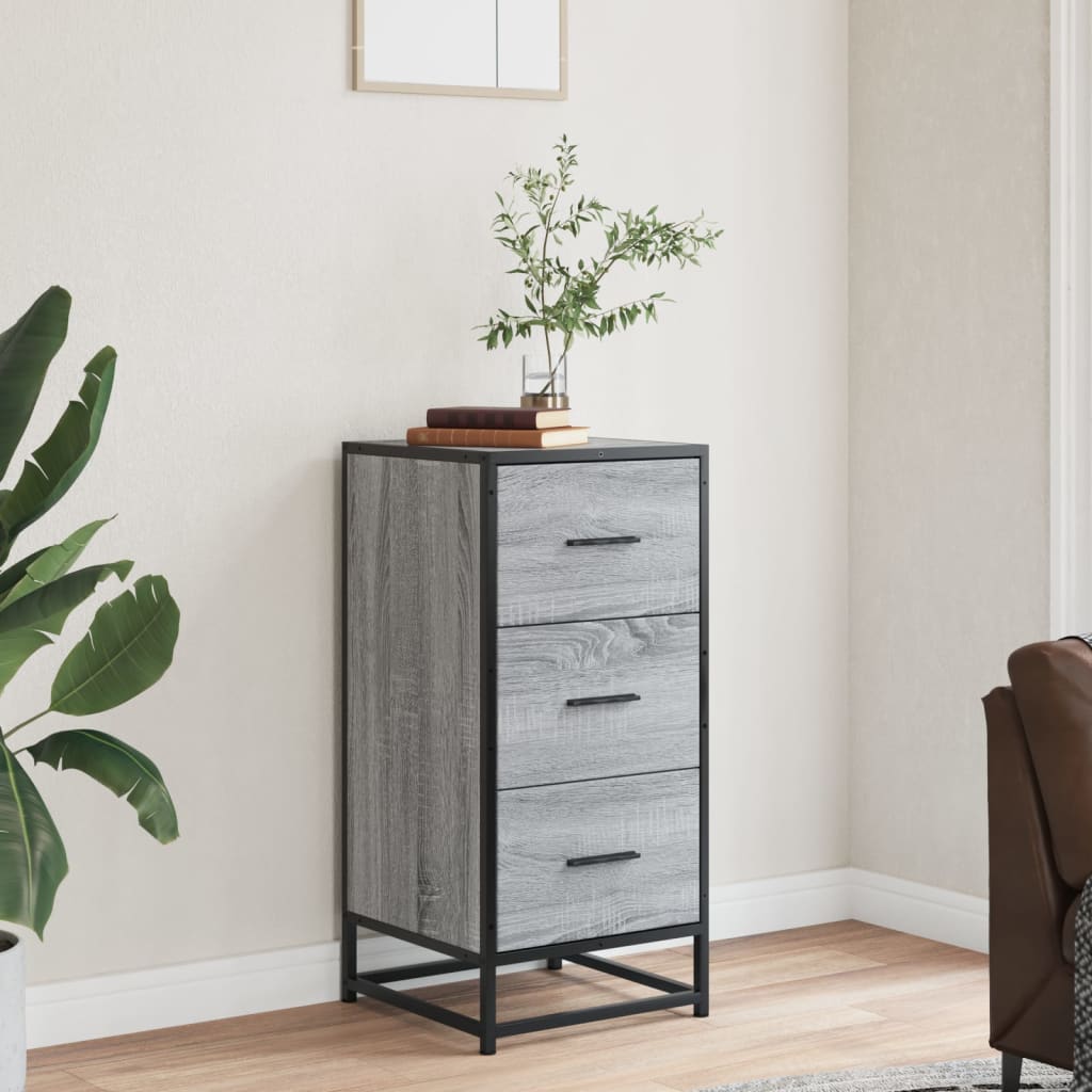 Buffet sonoma gris 35,5x35x76 cm bois d'ingénierie et métal - XIOS