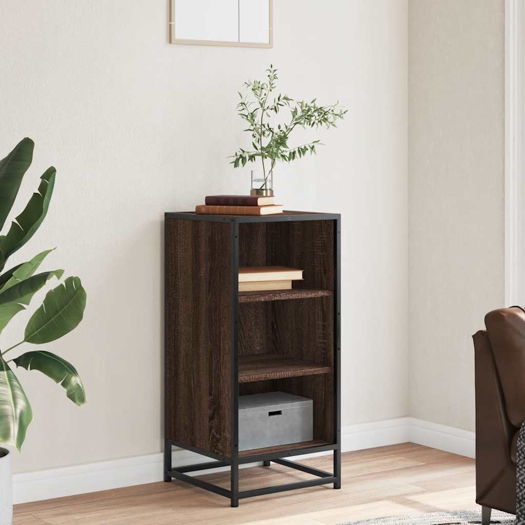 Buffet chêne marron 35,5x35x76 cm bois d'ingénierie et métal - XIOS