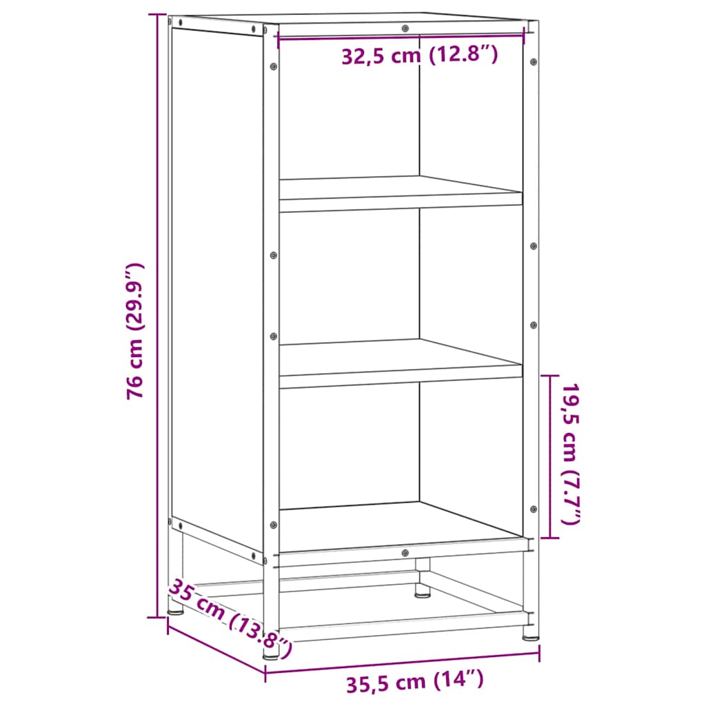 Buffet chêne marron 35,5x35x76 cm bois d'ingénierie et métal - XIOS