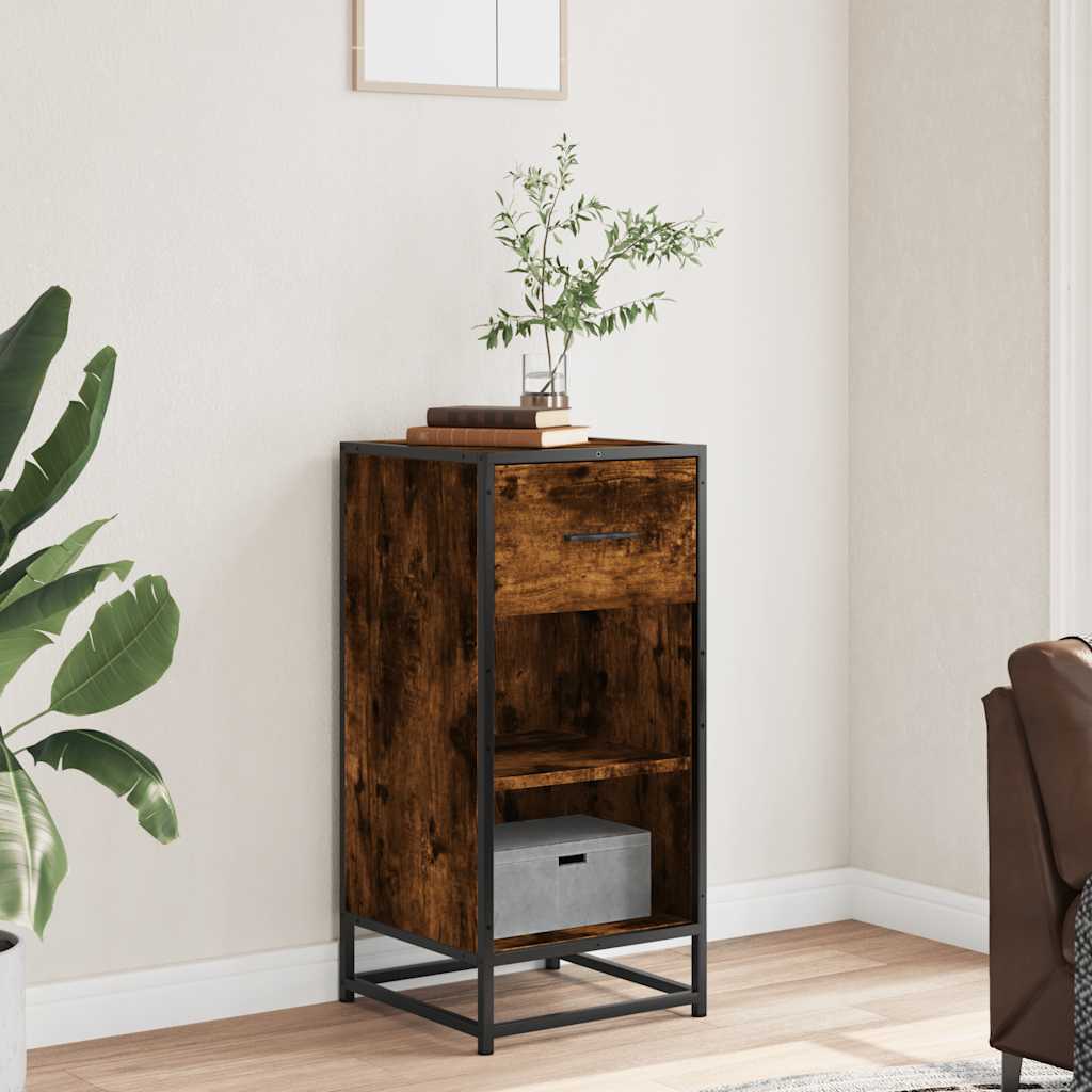 Buffet chêne fumé 35,5x35x76 cm bois d'ingénierie et métal - XIOS