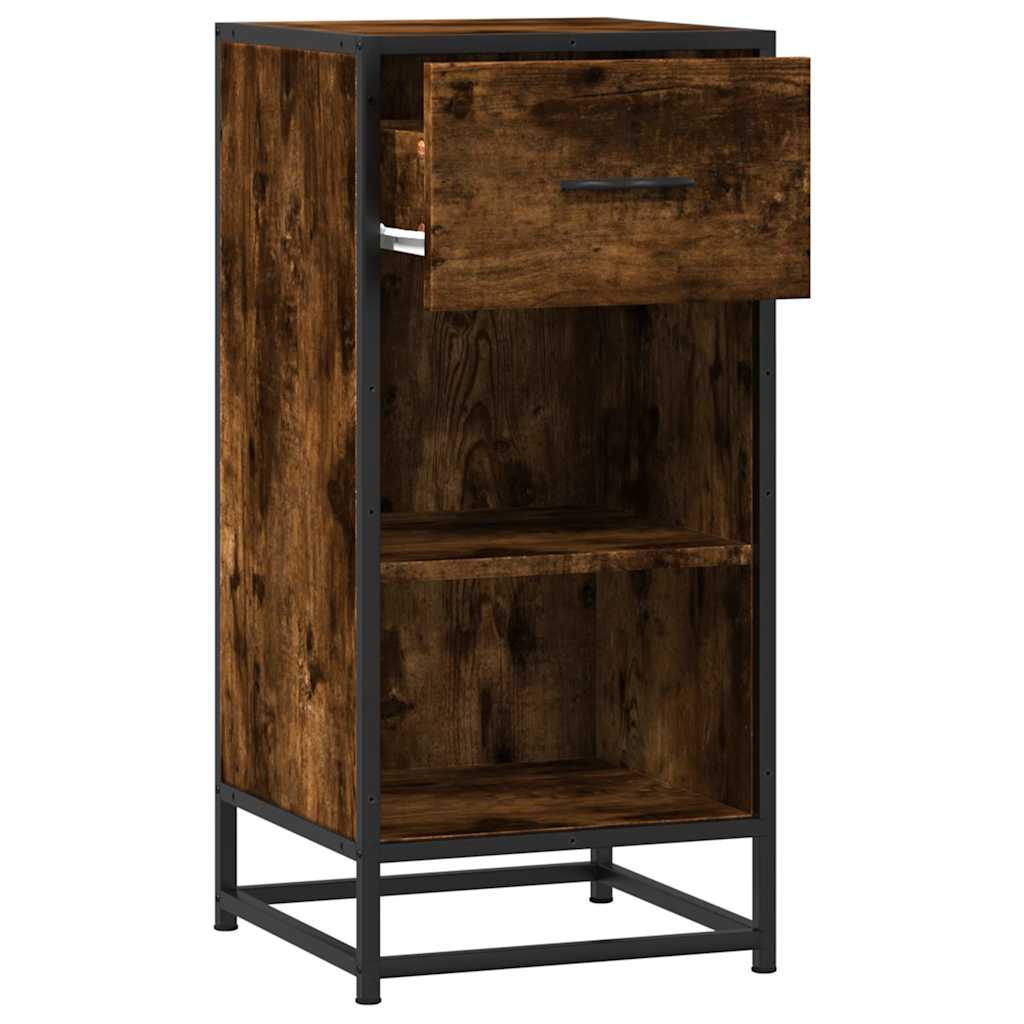 Buffet chêne fumé 35,5x35x76 cm bois d'ingénierie et métal - XIOS