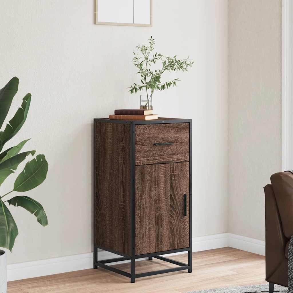 Buffet chêne marron 35,5x35x76 cm bois d'ingénierie et métal - XIOS