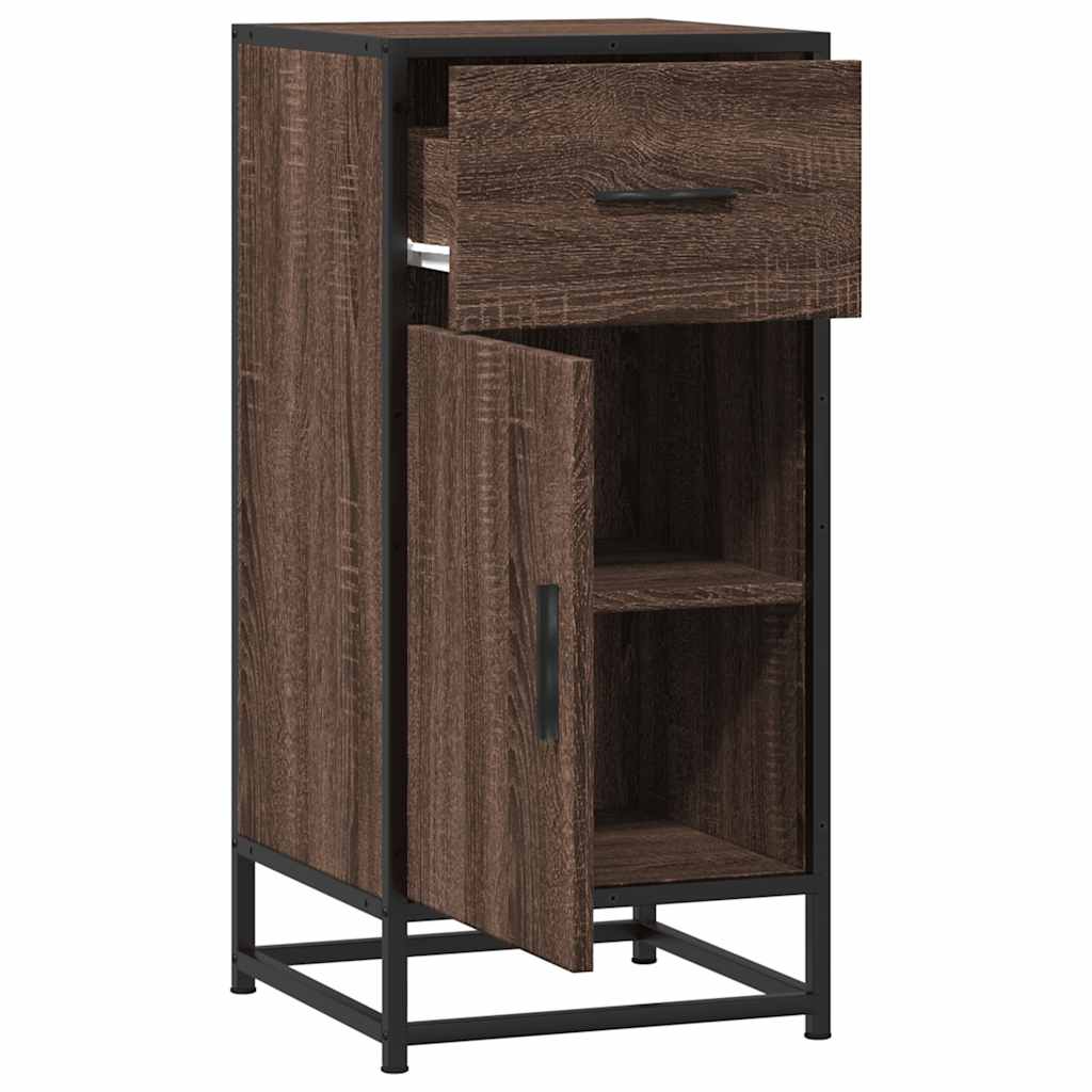 Buffet chêne marron 35,5x35x76 cm bois d'ingénierie et métal - XIOS