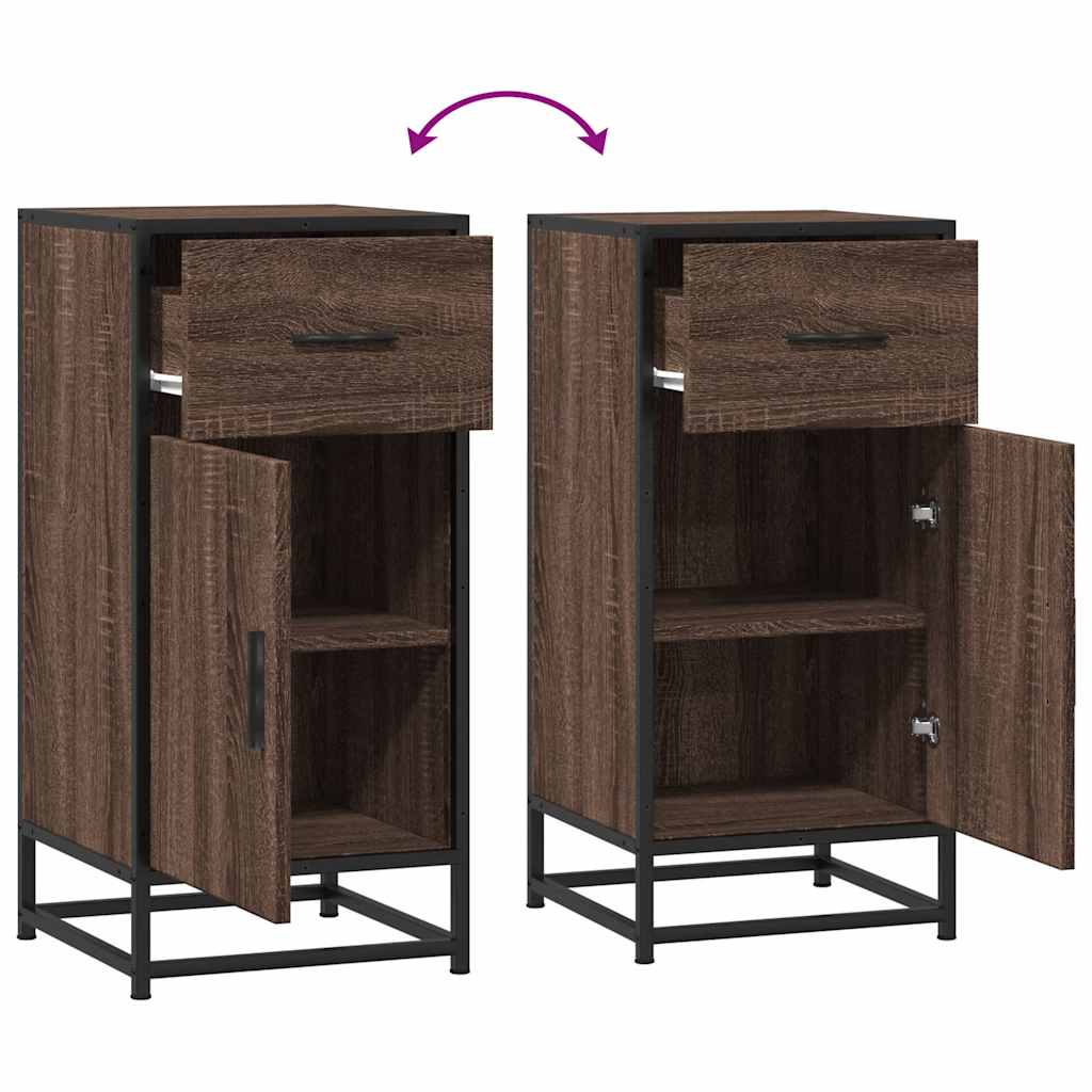 Buffet chêne marron 35,5x35x76 cm bois d'ingénierie et métal - XIOS