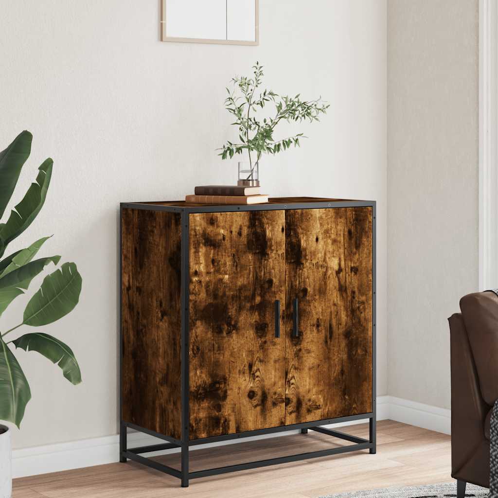 Buffet chêne fumé 68x35x76 cm bois d'ingénierie et métal - XIOS