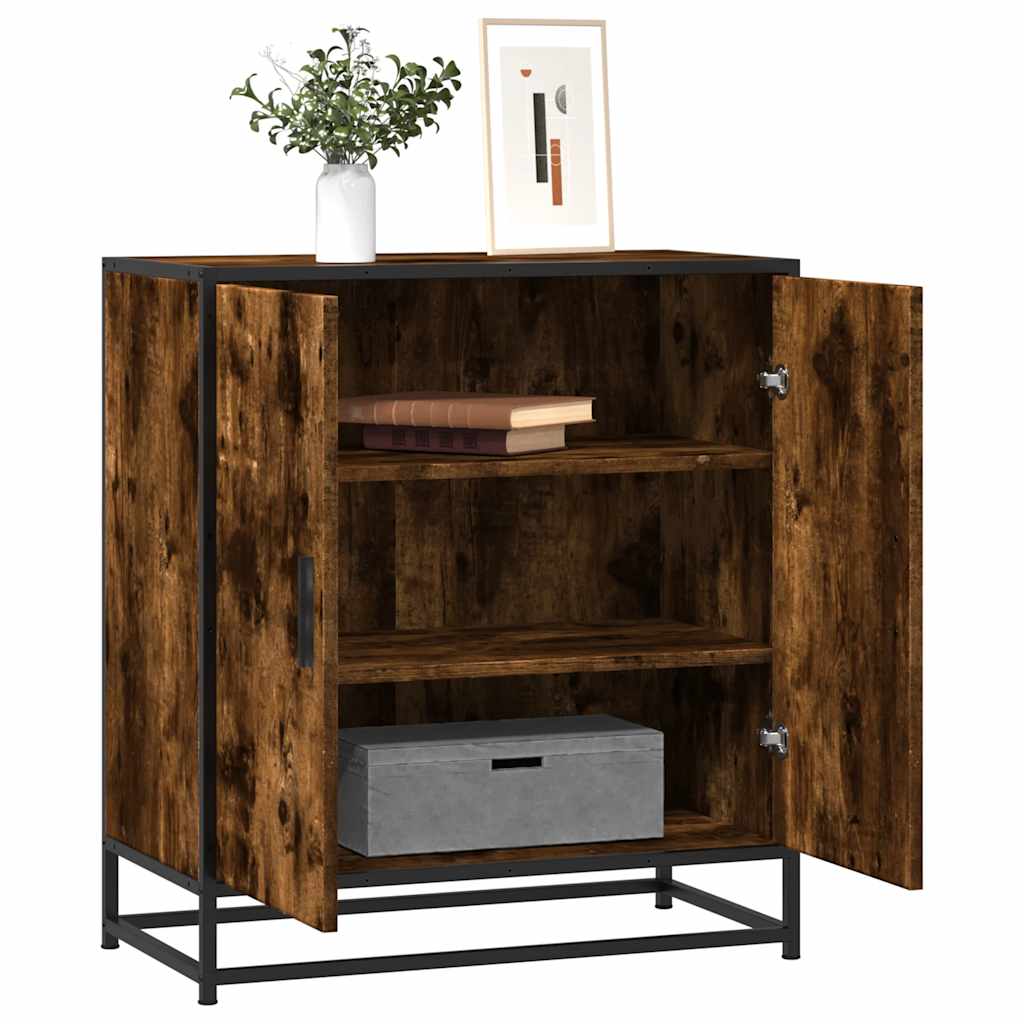 Buffet chêne fumé 68x35x76 cm bois d'ingénierie et métal - XIOS