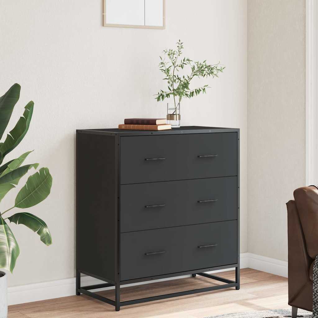 Buffet noir 68x35x76 cm bois d'ingénierie et métal - XIOS