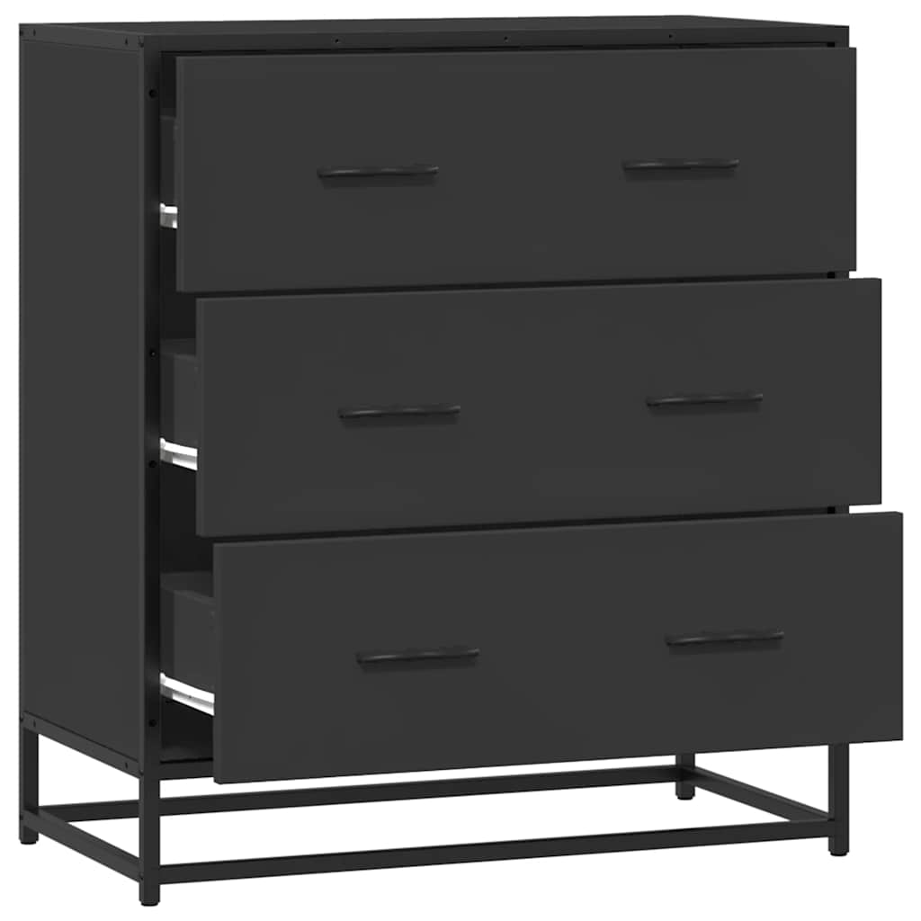 Buffet noir 68x35x76 cm bois d'ingénierie et métal - XIOS