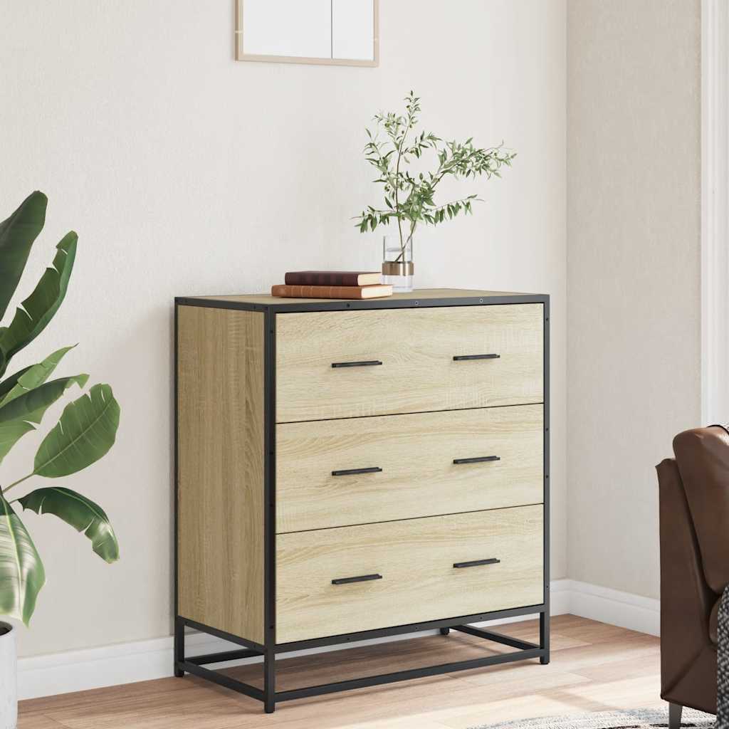 Buffet chêne sonoma 68x35x76 cm bois d'ingénierie et métal - XIOS