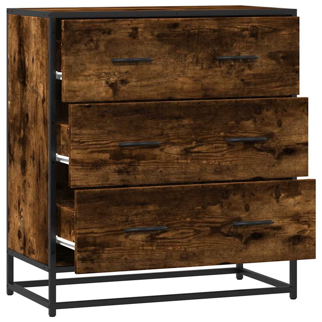 Buffet chêne fumé 68x35x76 cm bois d'ingénierie et métal - XIOS