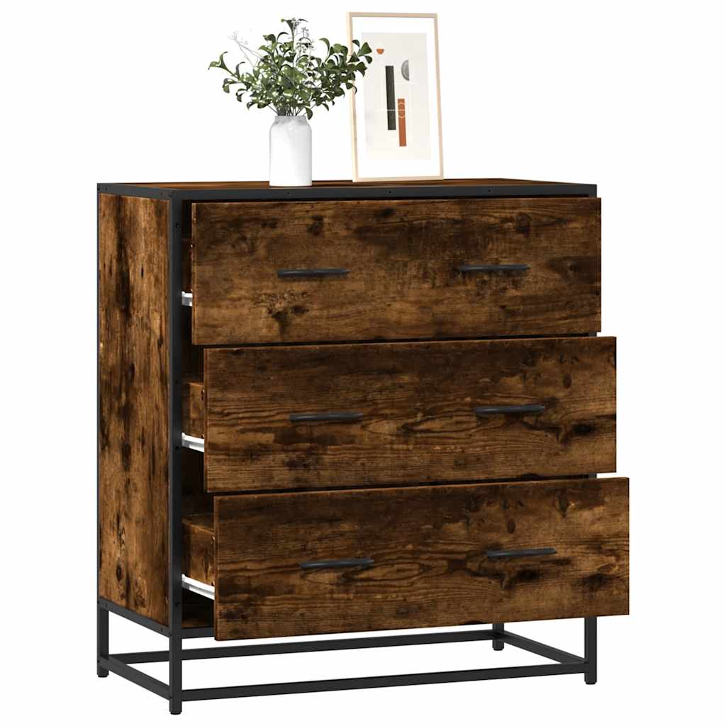 Buffet chêne fumé 68x35x76 cm bois d'ingénierie et métal - XIOS