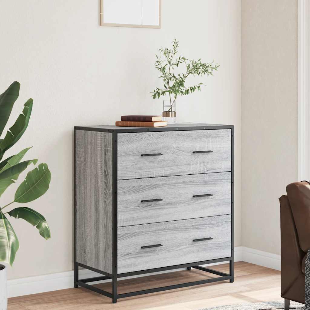 Buffet sonoma gris 68x35x76 cm bois d'ingénierie et métal - XIOS
