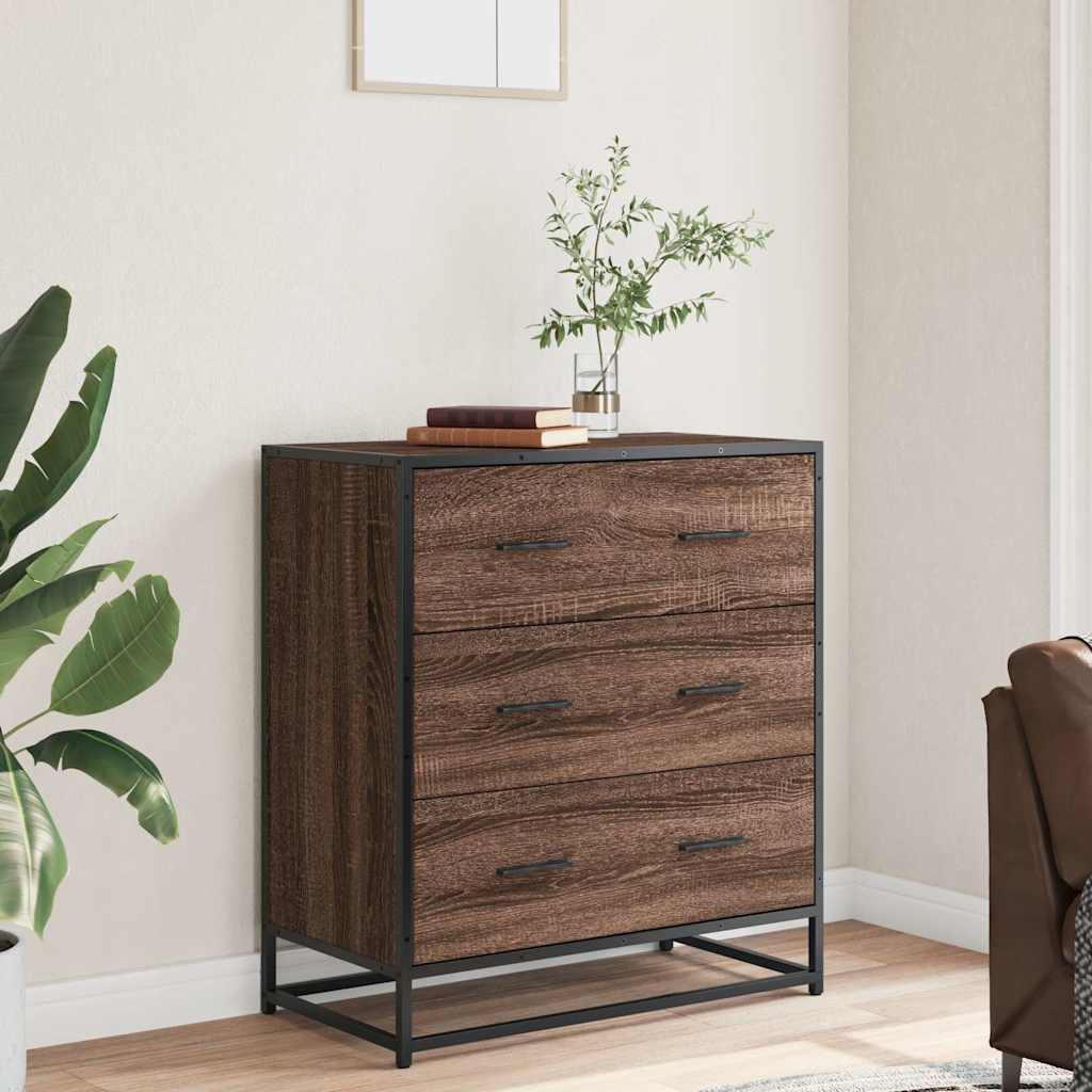 Buffet chêne marron 68x35x76 cm bois d'ingénierie et métal - XIOS