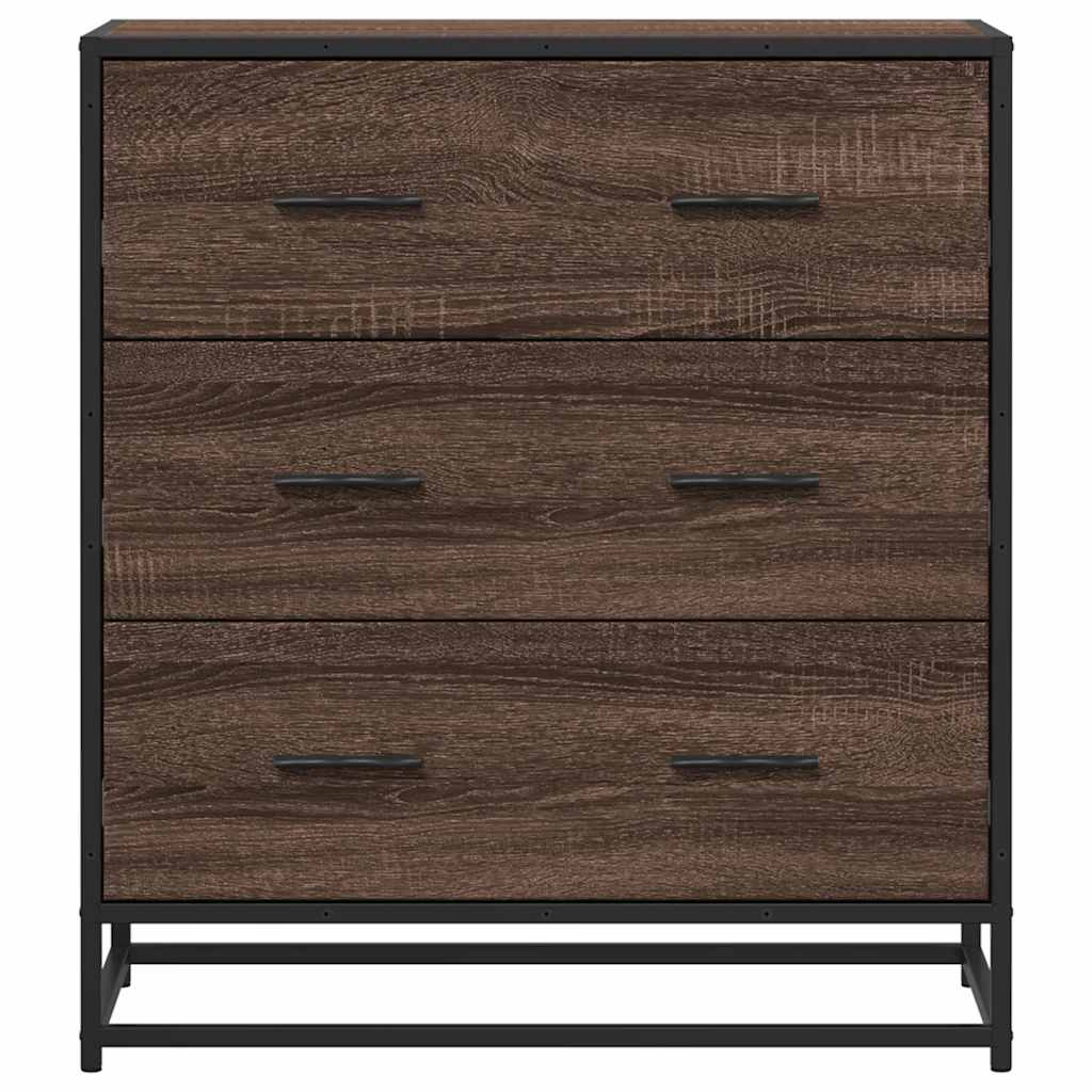 Buffet chêne marron 68x35x76 cm bois d'ingénierie et métal - XIOS