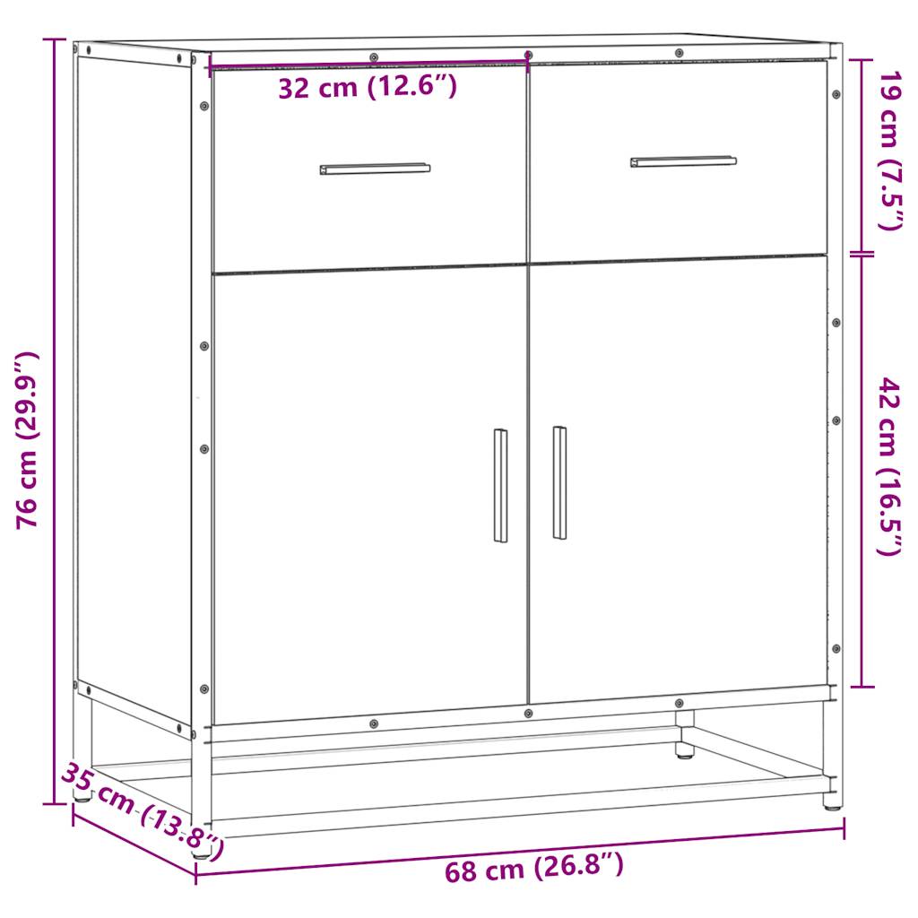 Buffet chêne marron 68x35x76 cm bois d'ingénierie - XIOS