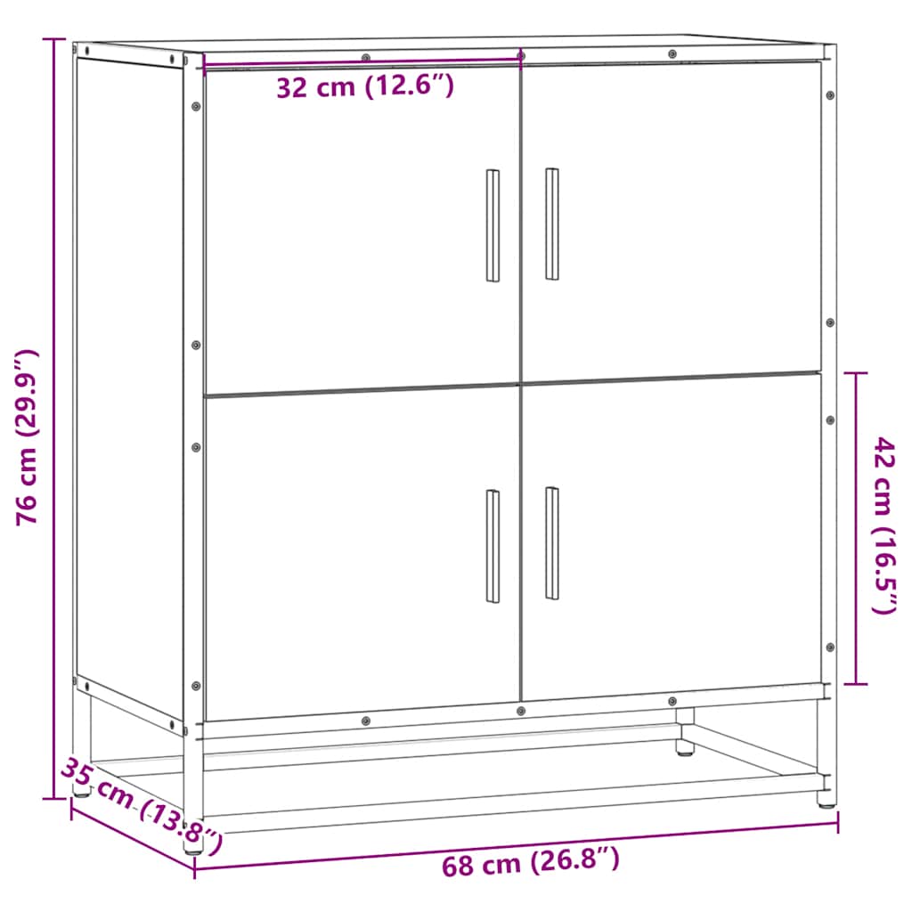Buffet chêne sonoma 68x35x76 cm bois d'ingénierie
