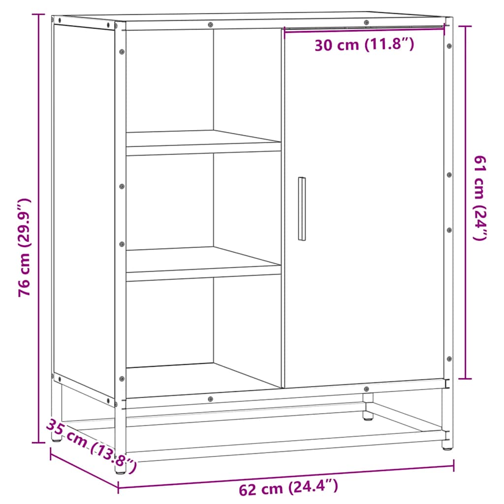 Buffet chêne fumé 62x35x76 cm bois d'ingénierie - XIOS