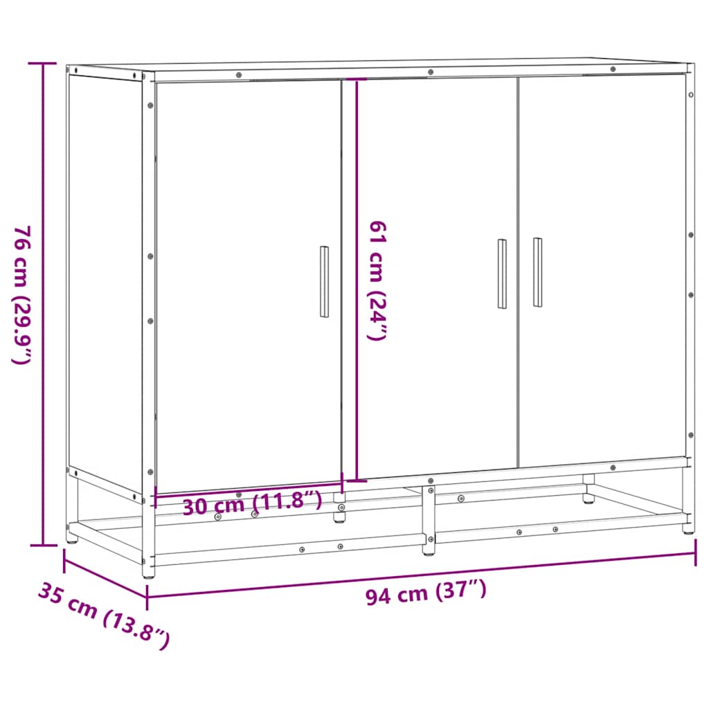 Buffet chêne fumé 94x35x76 cm bois d'ingénierie - XIOS