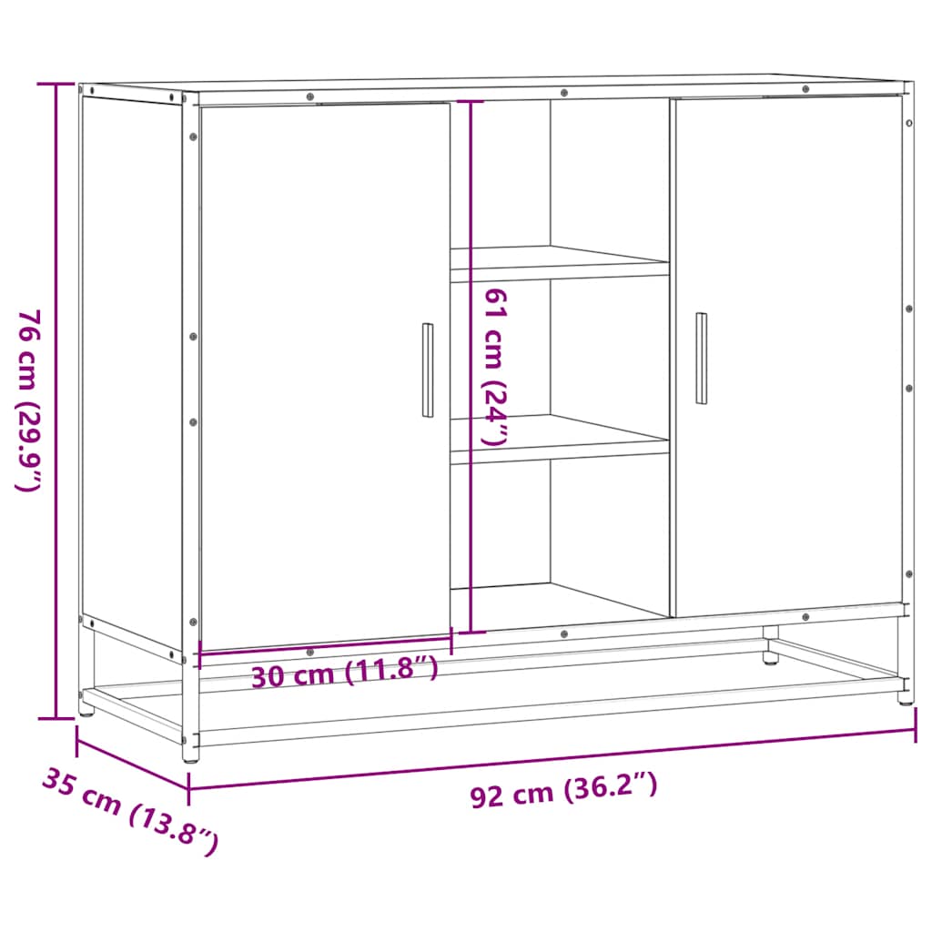 Buffet sonoma gris 92x35x76 cm bois d'ingénierie - XIOS