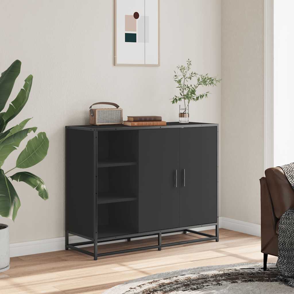 Buffet noir 92x35x76 cm bois d’ingénierie - XIOS