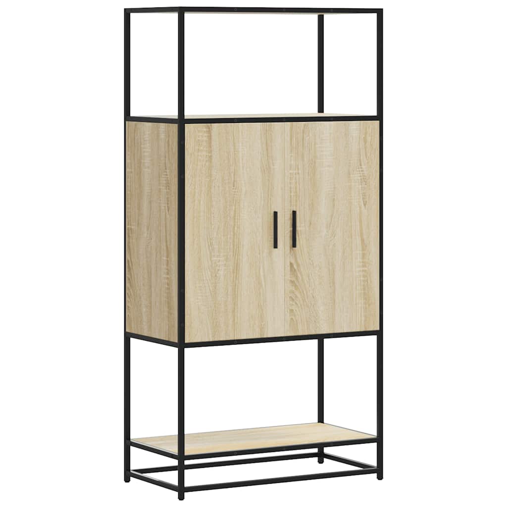 Buffet haut chêne sonoma 68x35x139 cm bois d'ingénierie métal - XIOS