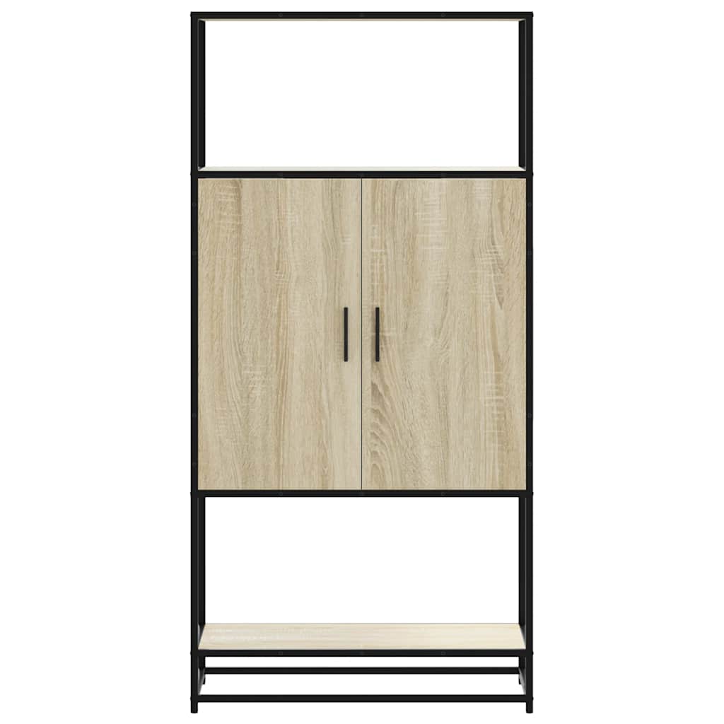 Buffet haut chêne sonoma 68x35x139 cm bois d'ingénierie métal - XIOS