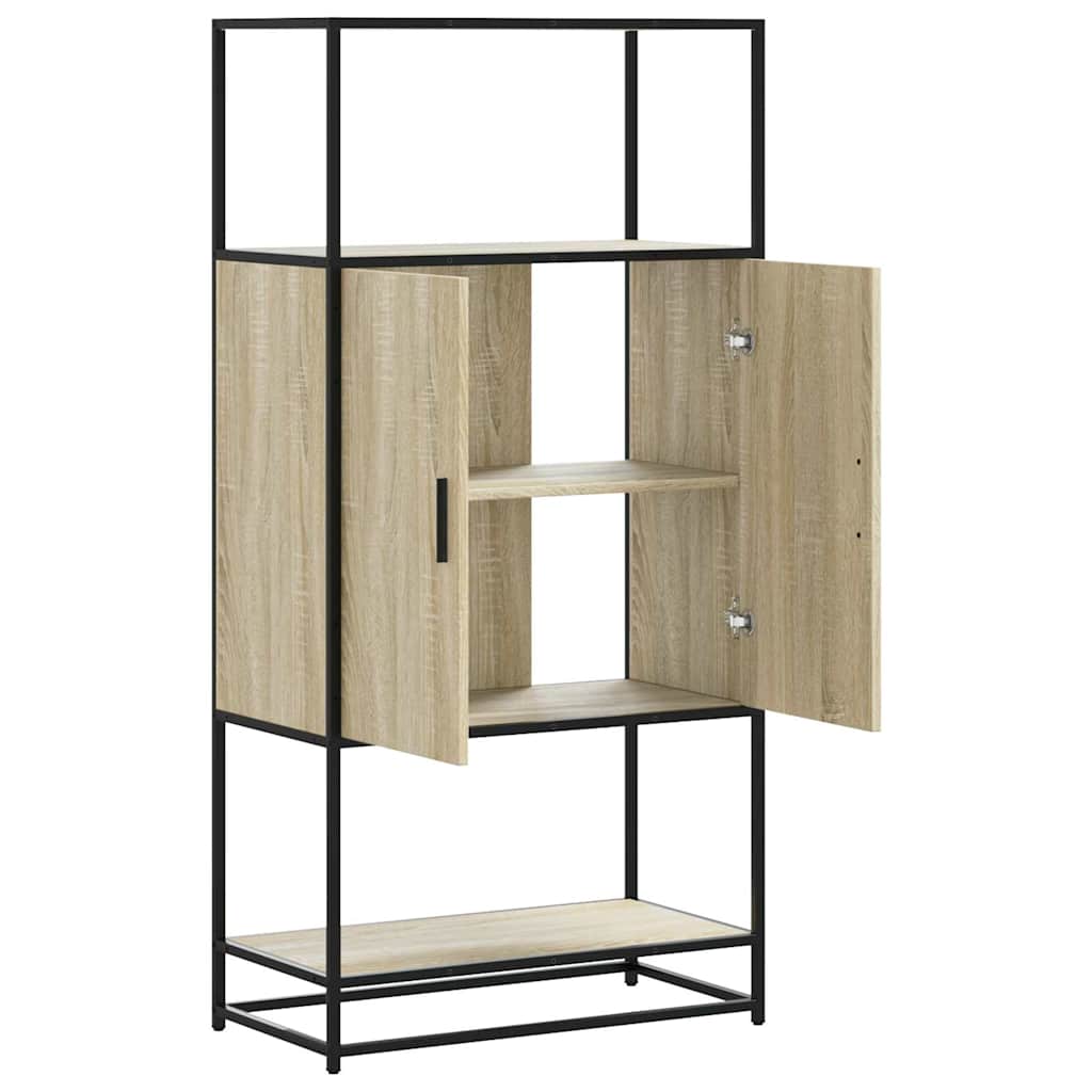 Buffet haut chêne sonoma 68x35x139 cm bois d'ingénierie métal - XIOS