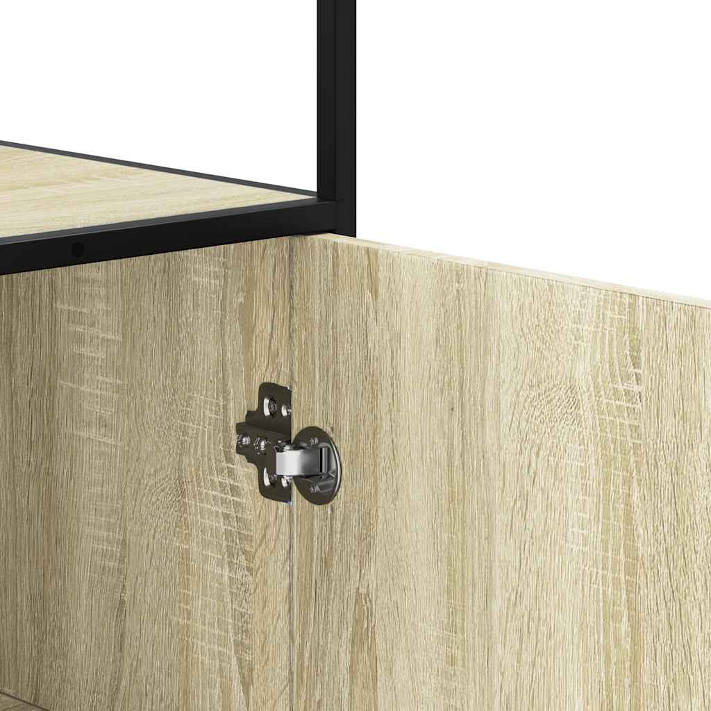 Buffet haut chêne sonoma 68x35x139 cm bois d'ingénierie métal - XIOS