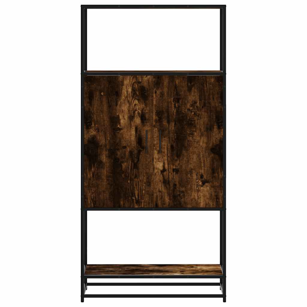 Buffet haut chêne fumé 68x35x139 cm bois d'ingénierie métal - XIOS
