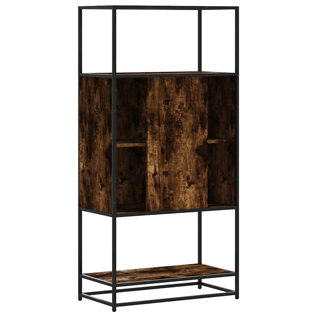 Buffet haut chêne fumé 68x35x139 cm bois d'ingénierie métal - XIOS