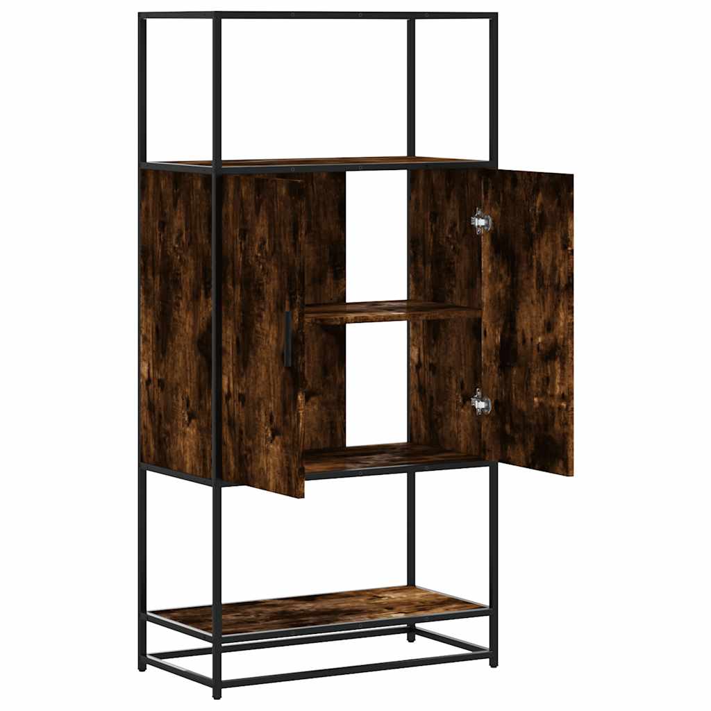 Buffet haut chêne fumé 68x35x139 cm bois d'ingénierie métal - XIOS