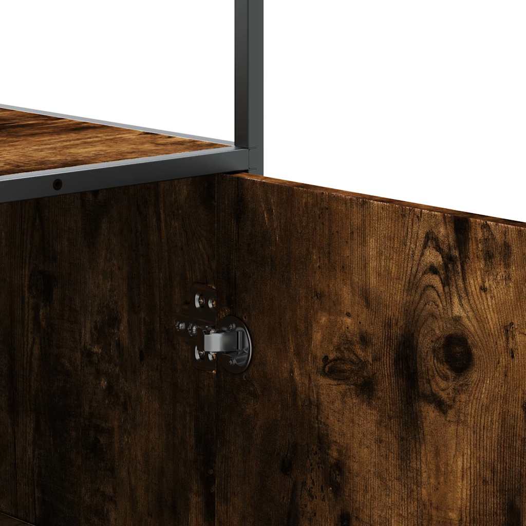 Buffet haut chêne fumé 68x35x139 cm bois d'ingénierie métal - XIOS