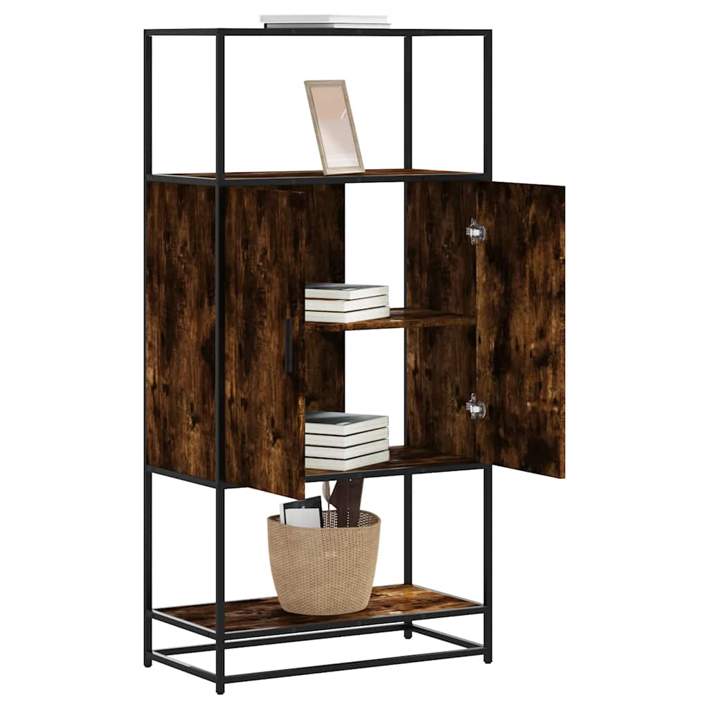 Buffet haut chêne fumé 68x35x139 cm bois d'ingénierie métal - XIOS