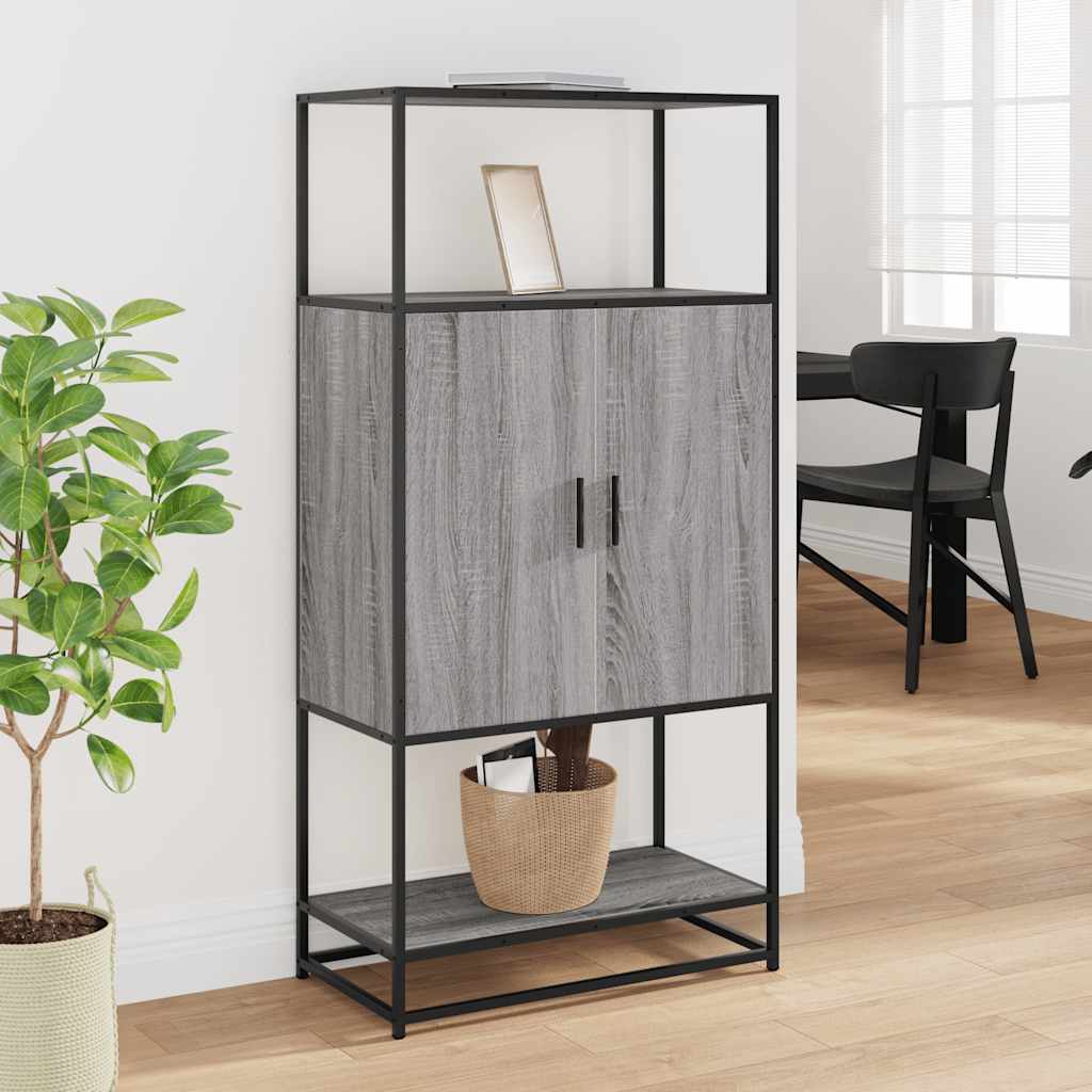 Buffet haut sonoma gris 68x35x139 cm bois d'ingénierie et métal - XIOS