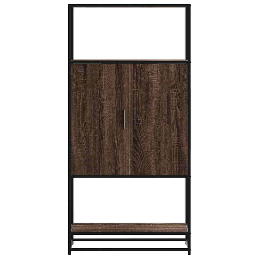 Buffet haut chêne marron 68x35x139 cm bois d'ingénierie métal - XIOS